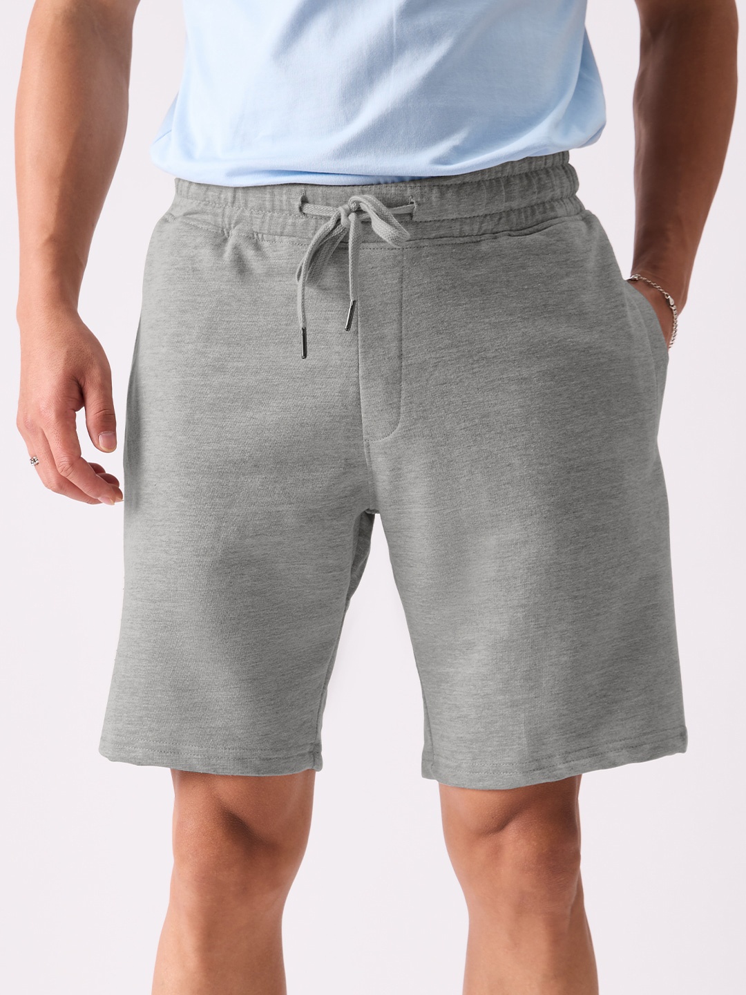 

The Souled Store Men Grey Melange Mid-Rise Casual Shorts