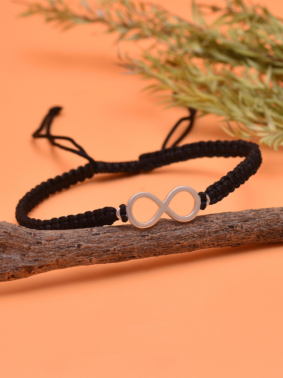 

Abhooshan Unisex 92.5 Sterling Silver Wraparound Bracelet, Black