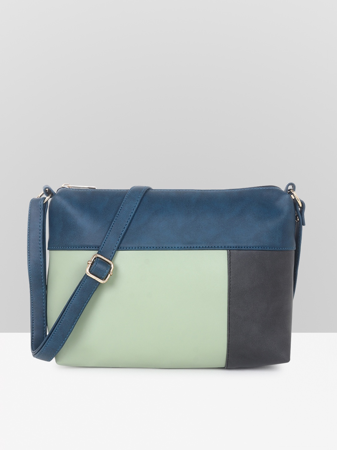 

ROVOK Colourblocked Structured Sling Bag, Teal