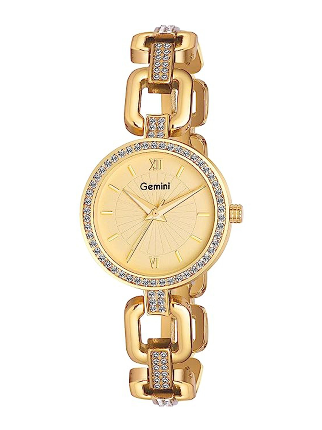 

GEMINI Women Embellished Dial & Stainless Steel Bracelet Style Straps Analogue Watch BNS, Gold