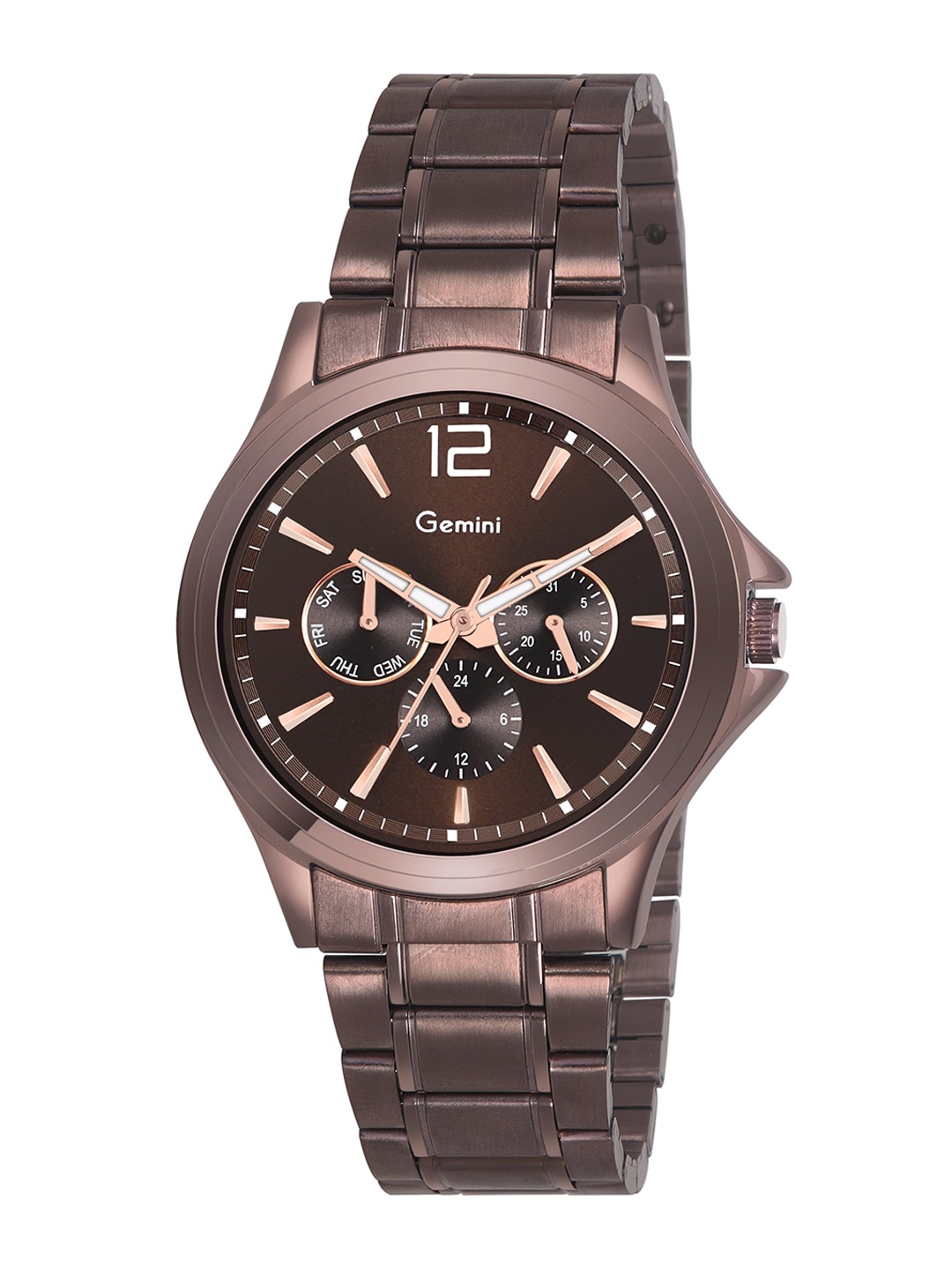 

GEMINI Men Dial & Stainless Steel Bracelet Style Straps Analogue Watch 1698MQM01, Brown