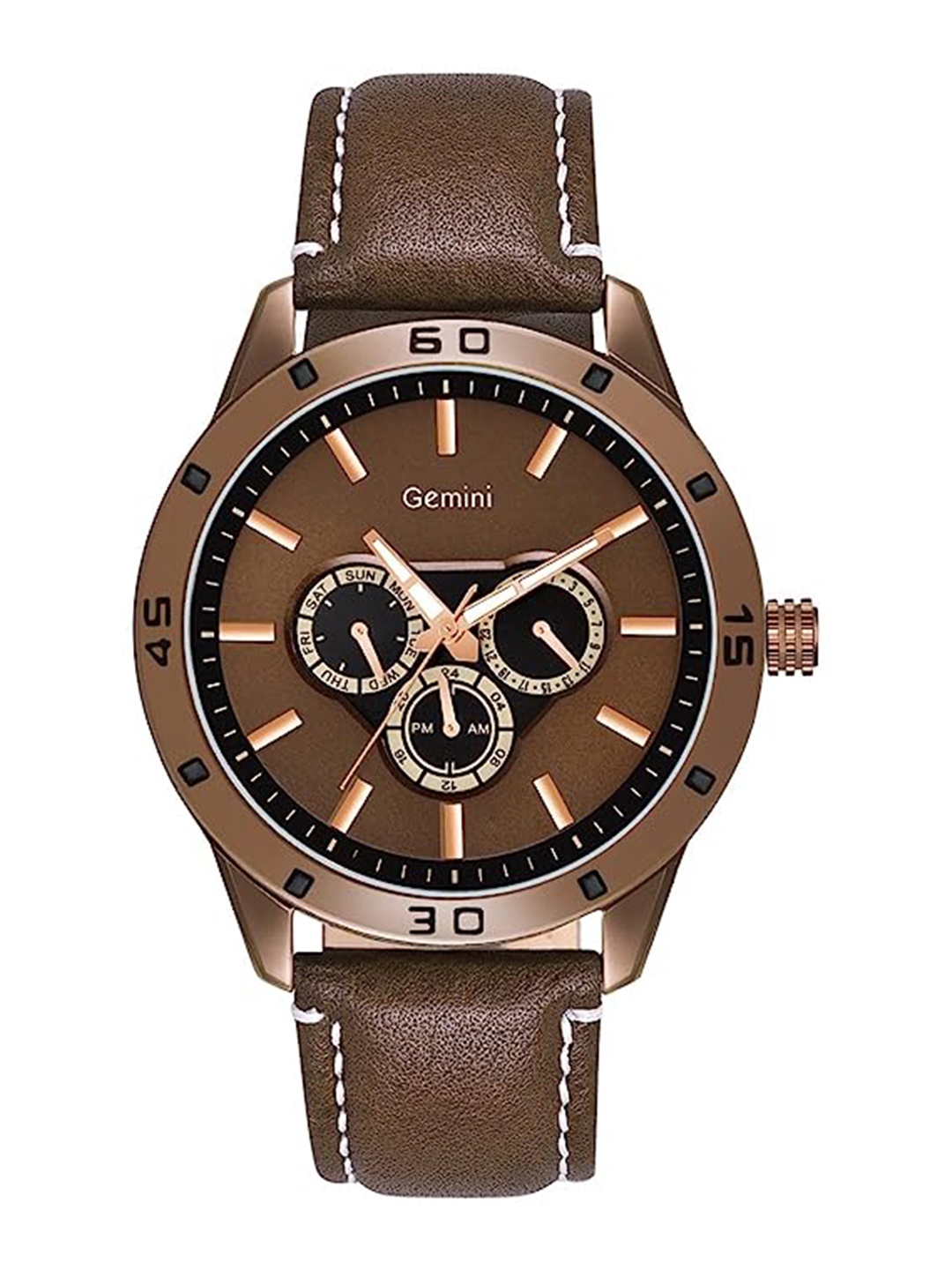 

GEMINI Men Dial & Leather Straps Analogue Watch JMD U914QL01, Brown