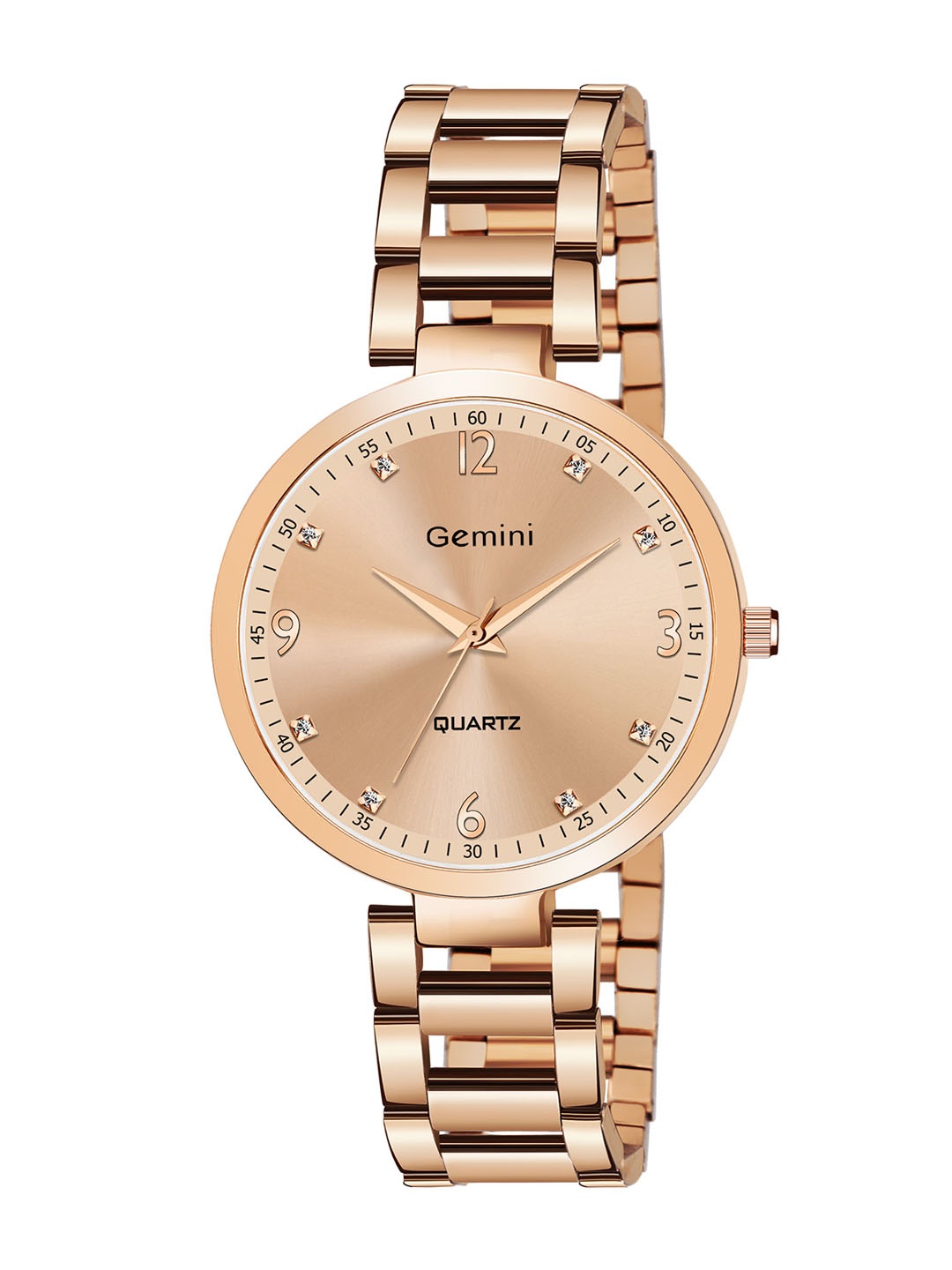 

GEMINI Women Embellished Dial & Bracelet Style Straps Analogue Watch 2480wm01, Rose gold