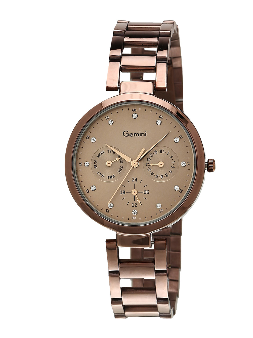 

GEMINI Women Embellished Dial & Bracelet Style Straps Analogue Watch BNS X209QM01, Cream