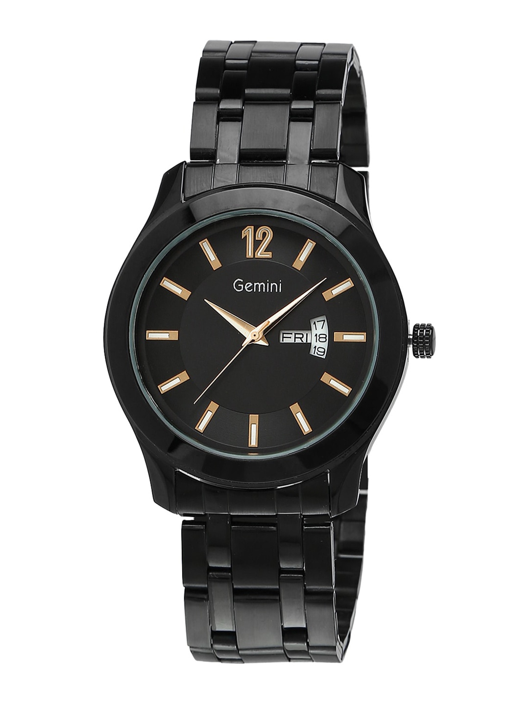 

GEMINI Men Stainless Steel Bracelet Style Straps Analogue Watch BNS 1627NM01, Black