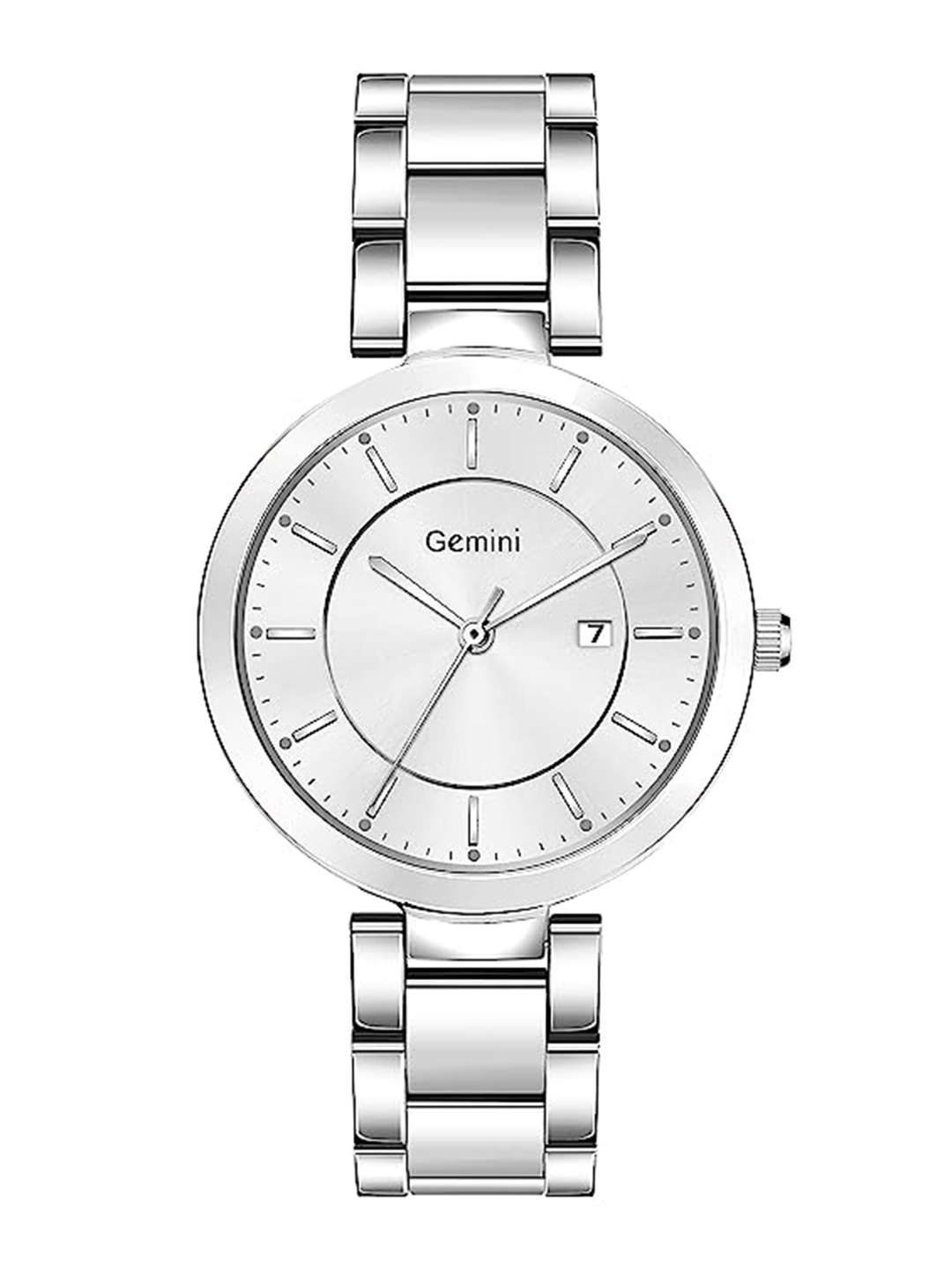 

GEMINI Women Round Dial & Bracelet Style Straps Analogue Watch BNS 2480SM07, Silver