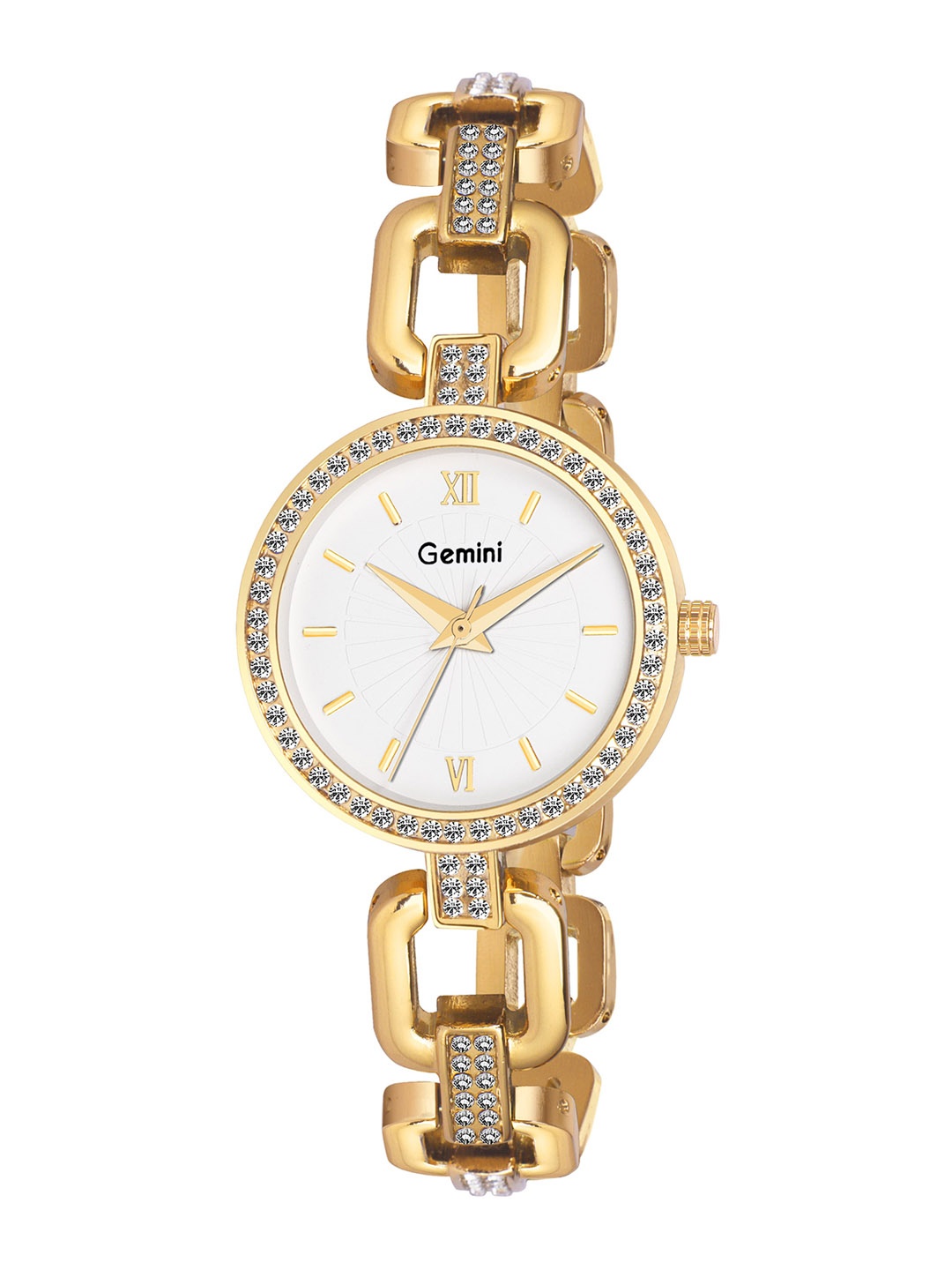 

GEMINI Women Embellished Dial & Bracelet Style Straps Analogue Watch BNS 9042YM02, White