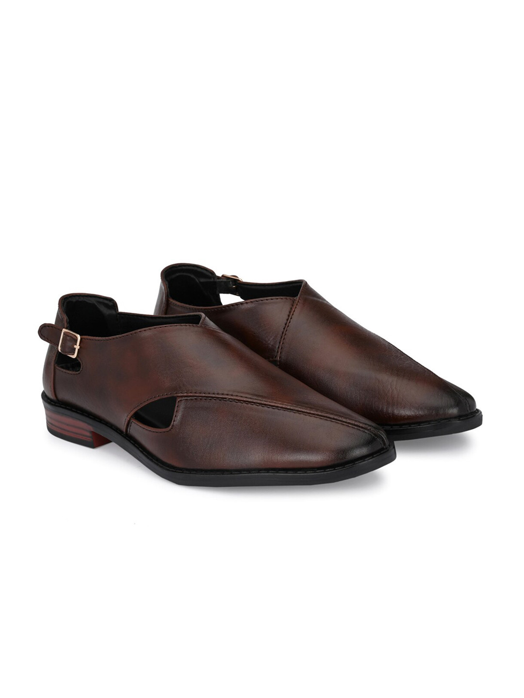 

ATTITUDIST Men Buckled Shoe-Style Sandals, Brown