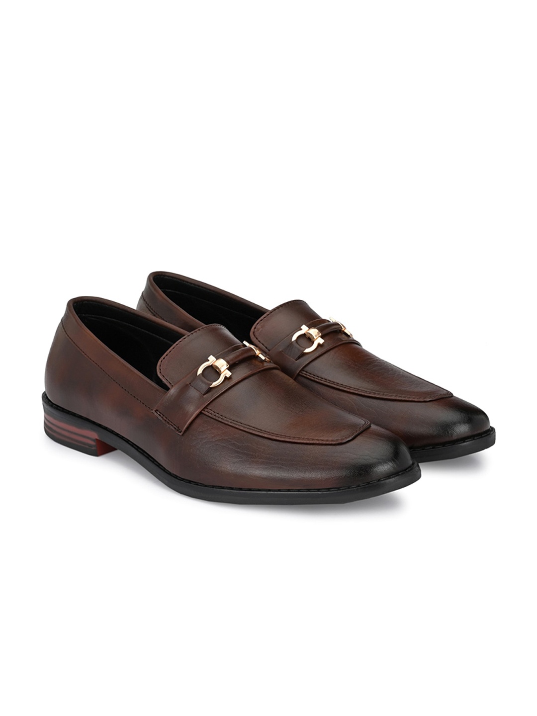 

ATTITUDIST Men Round Toe Formal Horsebit Loafers, Brown