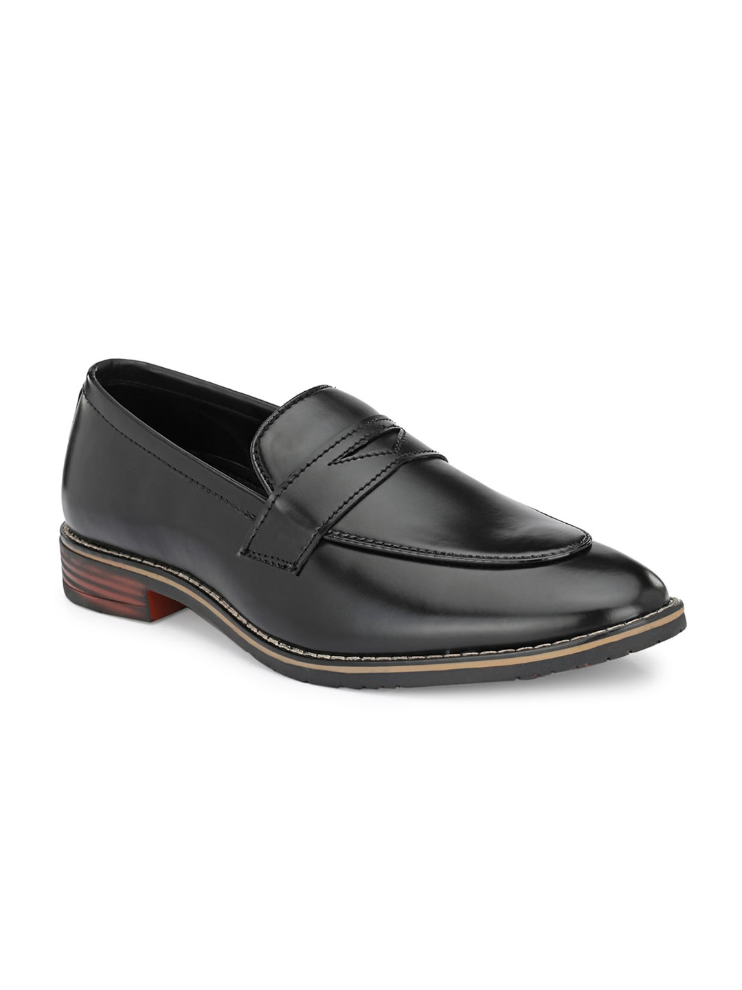 

ATTITUDIST Men Round Toe Formal Penny Loafers, Black