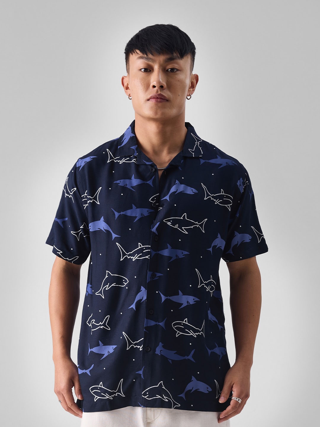 

The Souled StoreBlue Relaxed Conversational Printed Spread Collar Regular Fit Cotton Shirt, Blue