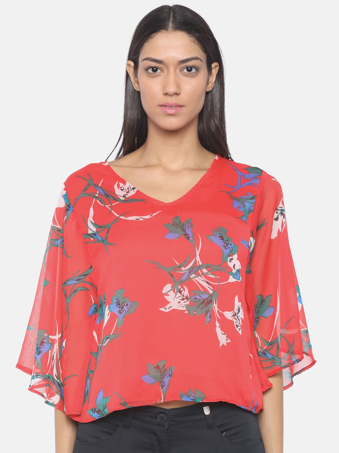 

Pepe Jeans Women Red Printed Top
