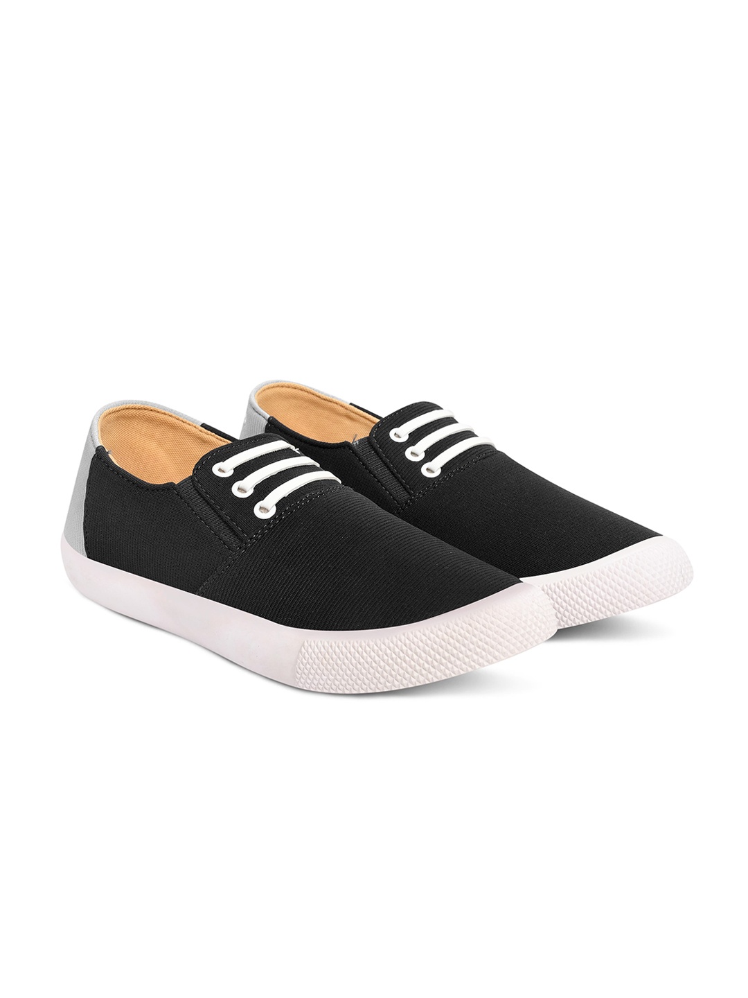

Airspot Men Contrast Sole Lightweight Canvas Sneakers, Black