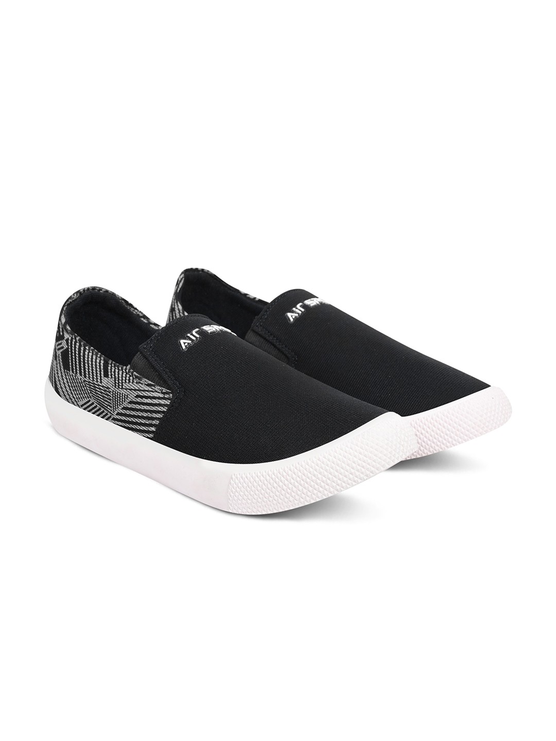 

Airspot Men Striped Lightweight Canvas Slip-On Sneakers, Black