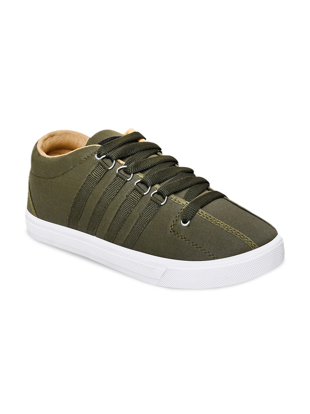 

Airspot Men Contrast Sole Lightweight Canvas Sneakers, Olive