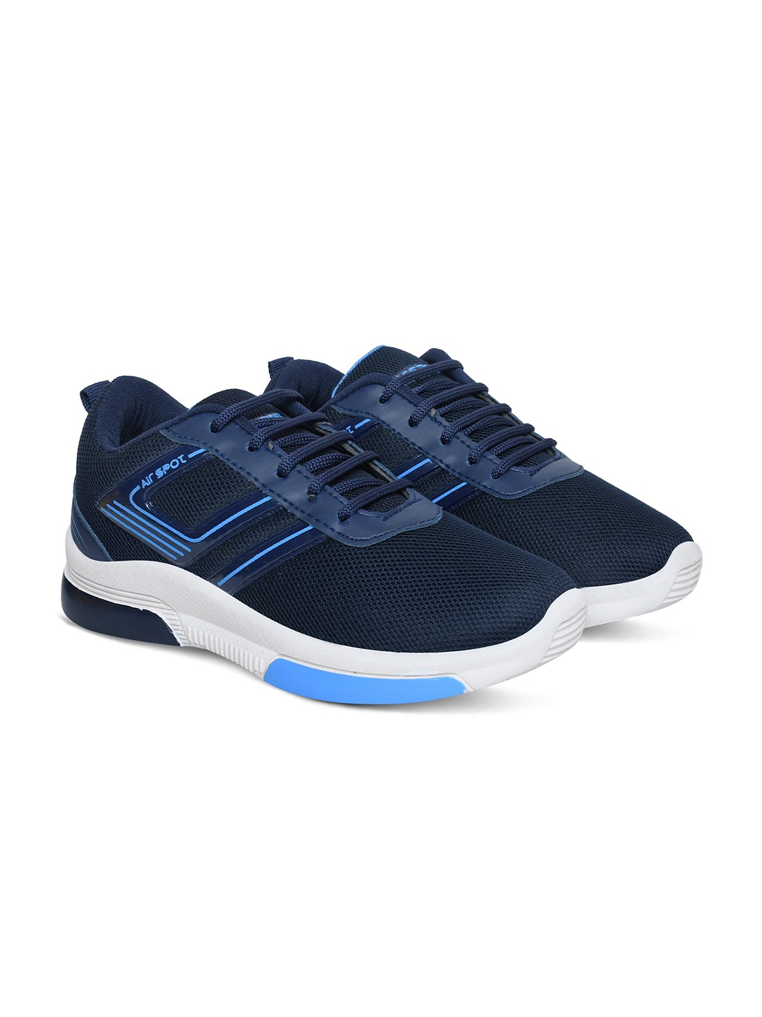 

Airspot Men Textured Contrast Sole Sneakers, Navy blue