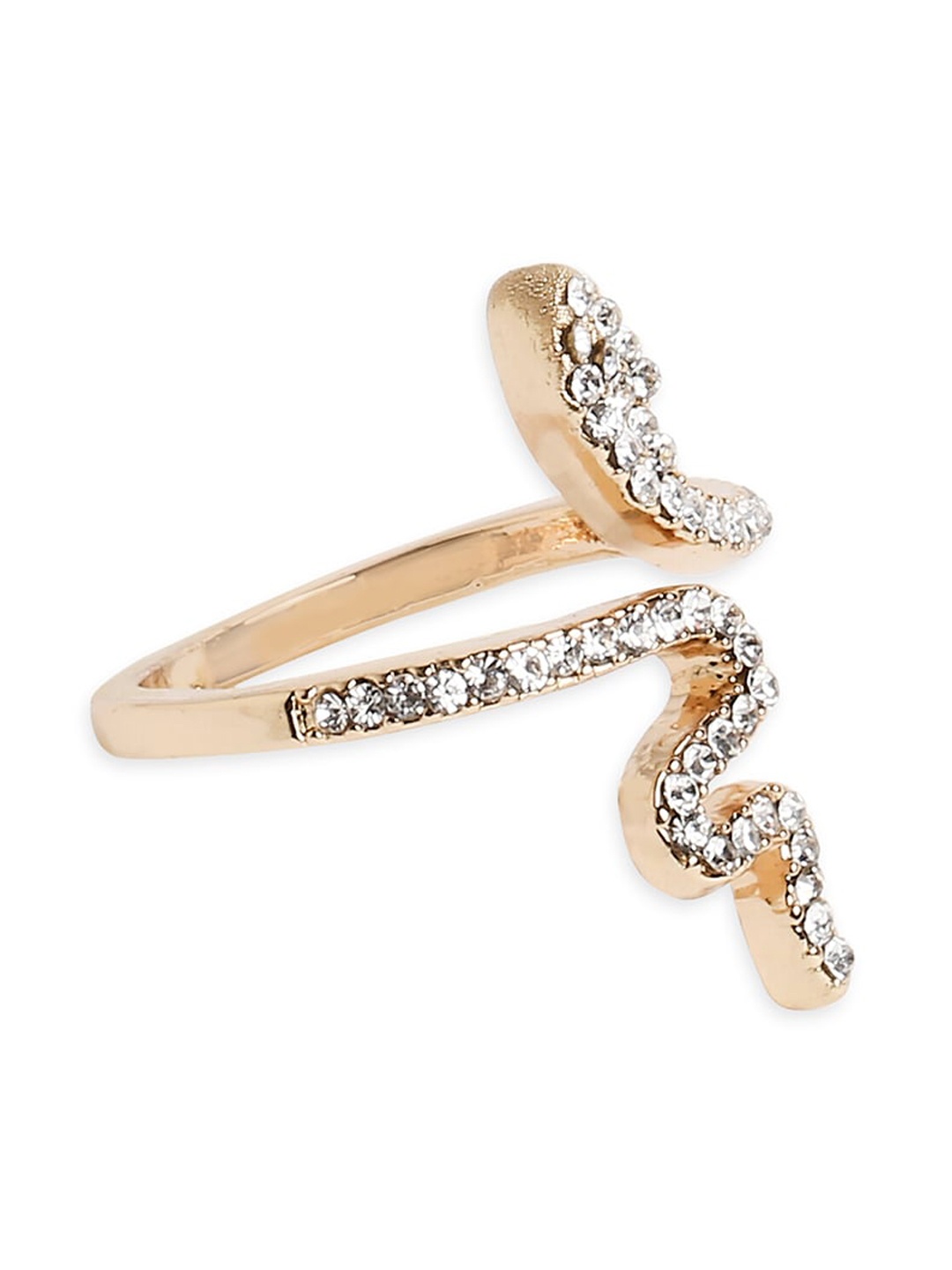 

ALDO Gold-Plated Stone-Studded Adjustable Finger Ring