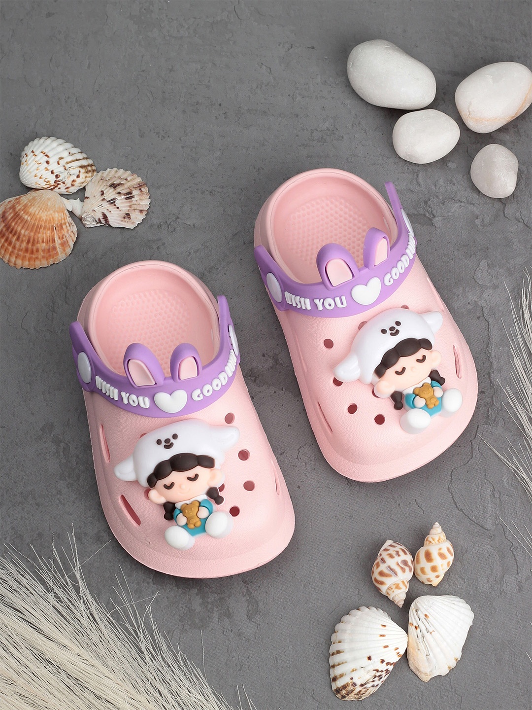 

Lil Lollipop Kids Cartoon Applique Anti-Slip Clogs, Pink