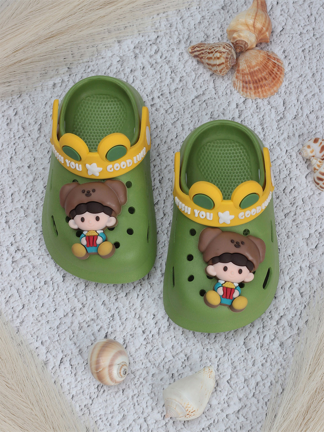 

Lil Lollipop Kids Cartoon Applique Anti-Slip Clogs, Green