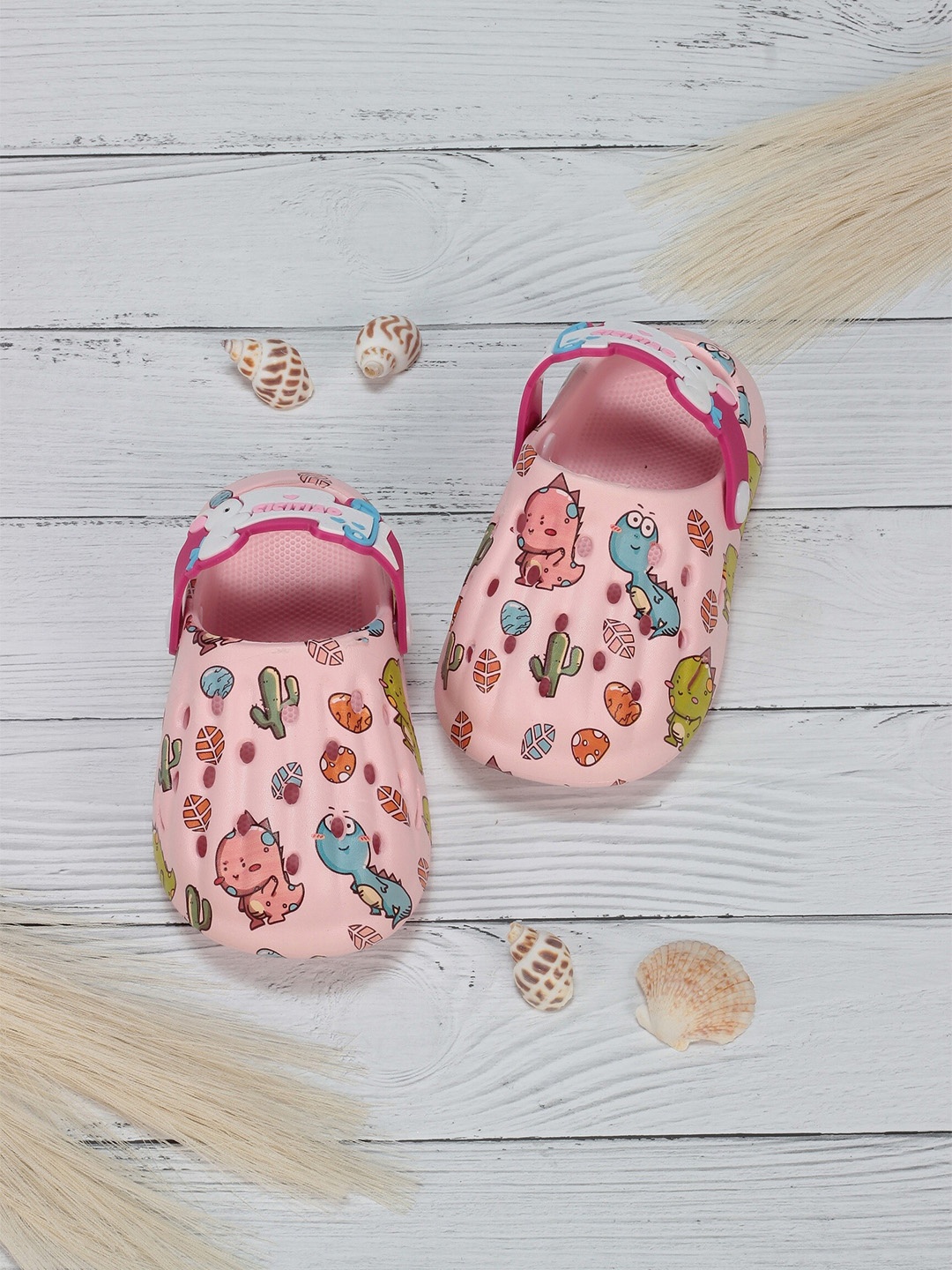 

Lil Lollipop Kids Dinosaur Printed Anti-Slip Rubber Clogs, Pink