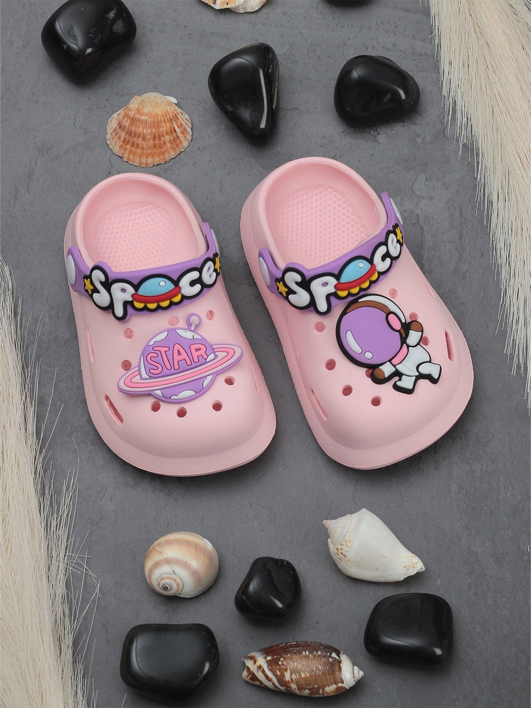 

Lil Lollipop Kids Space Astronaut Applique Anti-Slip Rubber Clogs, Pink