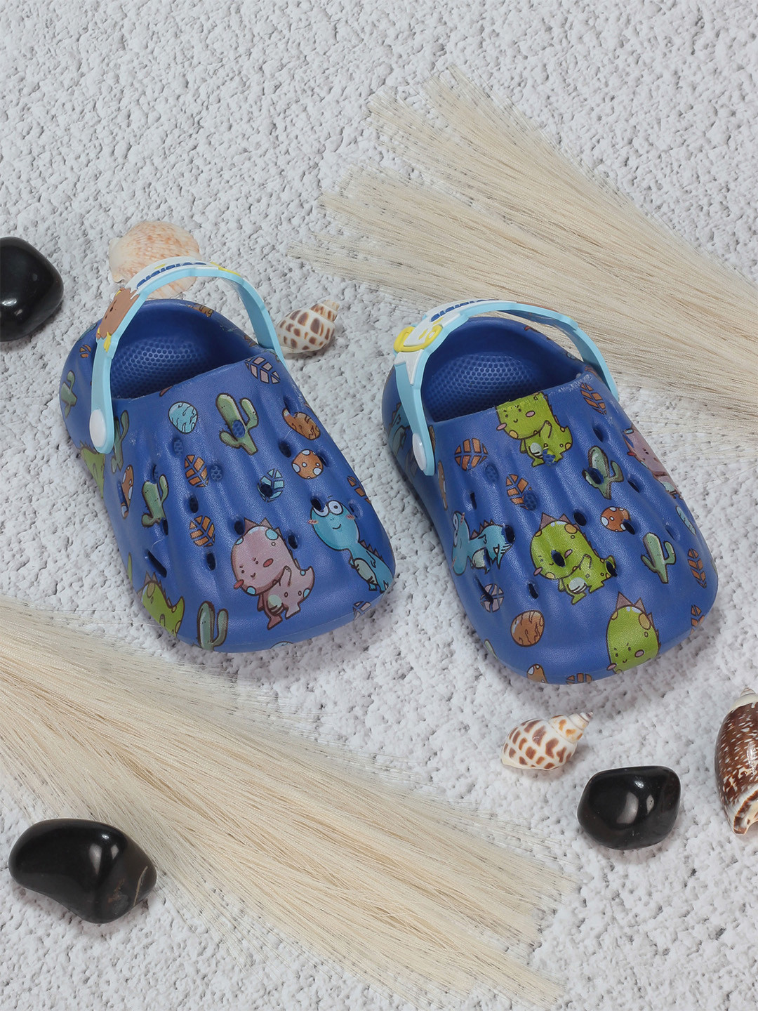 

Lil Lollipop Kids Dinosaur Printed Anti-Slip Rubber Clogs, Navy blue