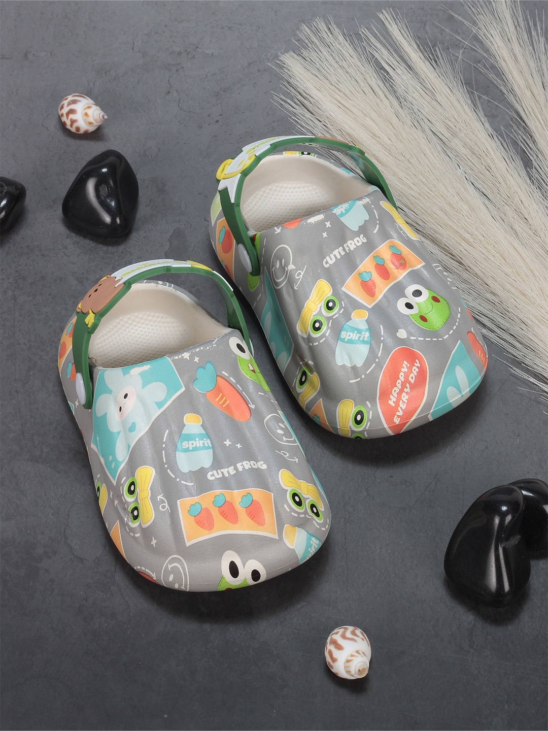 

Lil Lollipop Kids Animal Printed Anti-Slip Rubber Clogs, Grey