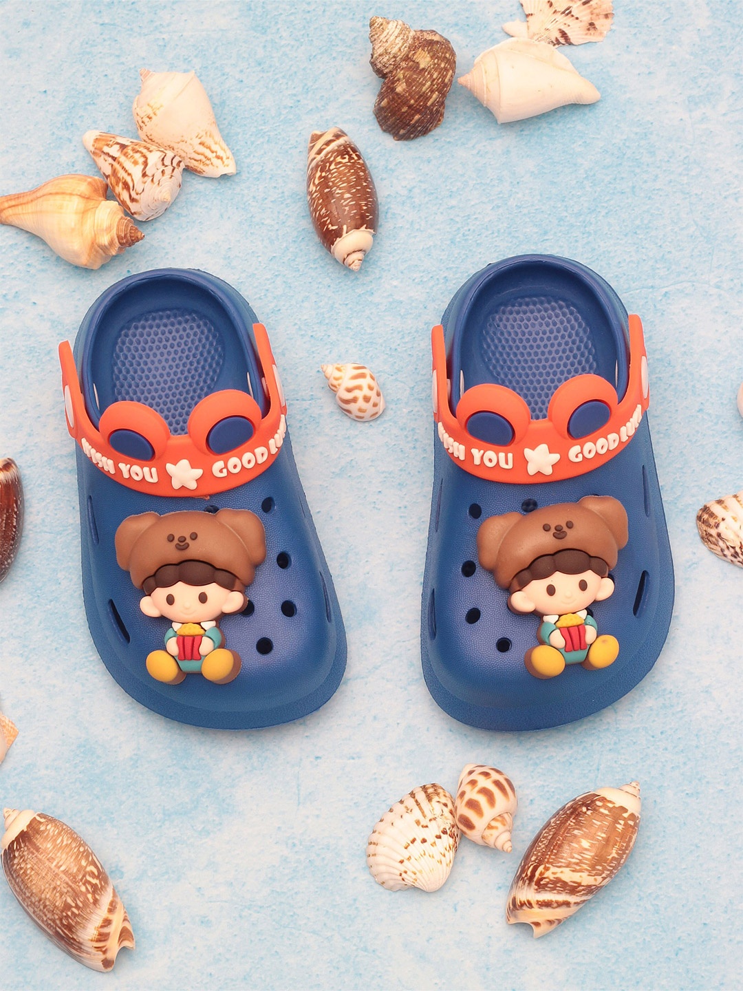 

Lil Lollipop Kids Cartoon Applique Anti-Slip Rubber Clogs, Navy blue
