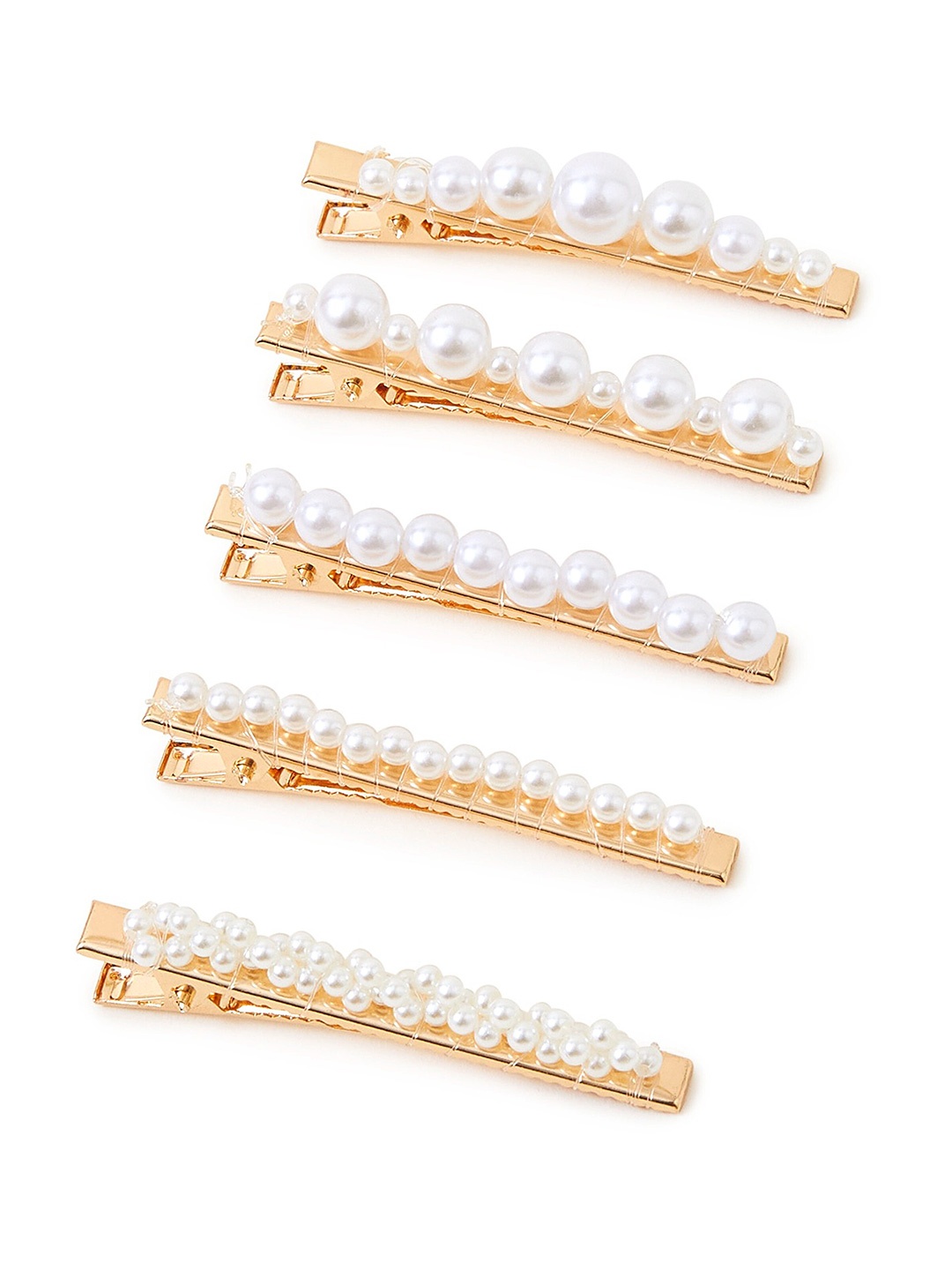

Accessorize Women Set of 5 Embellished Alligator Hair Clip, Gold