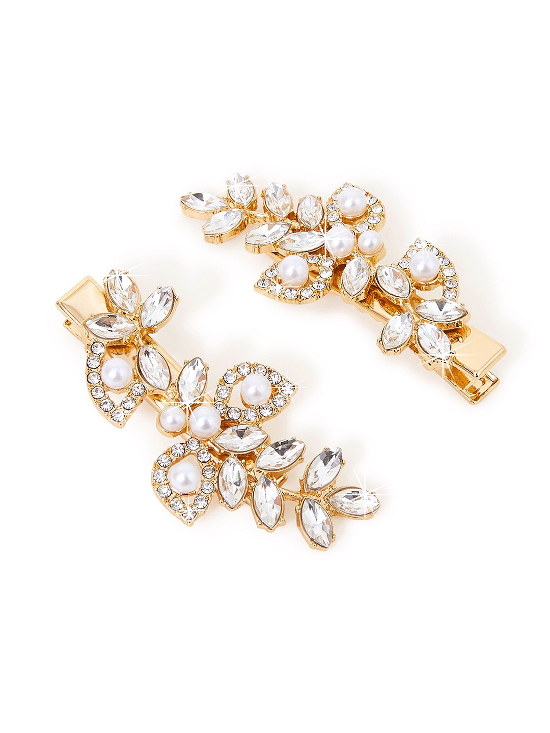 

Accessorize Women Set of 2 Embellished Alligator Hair Clip, Gold