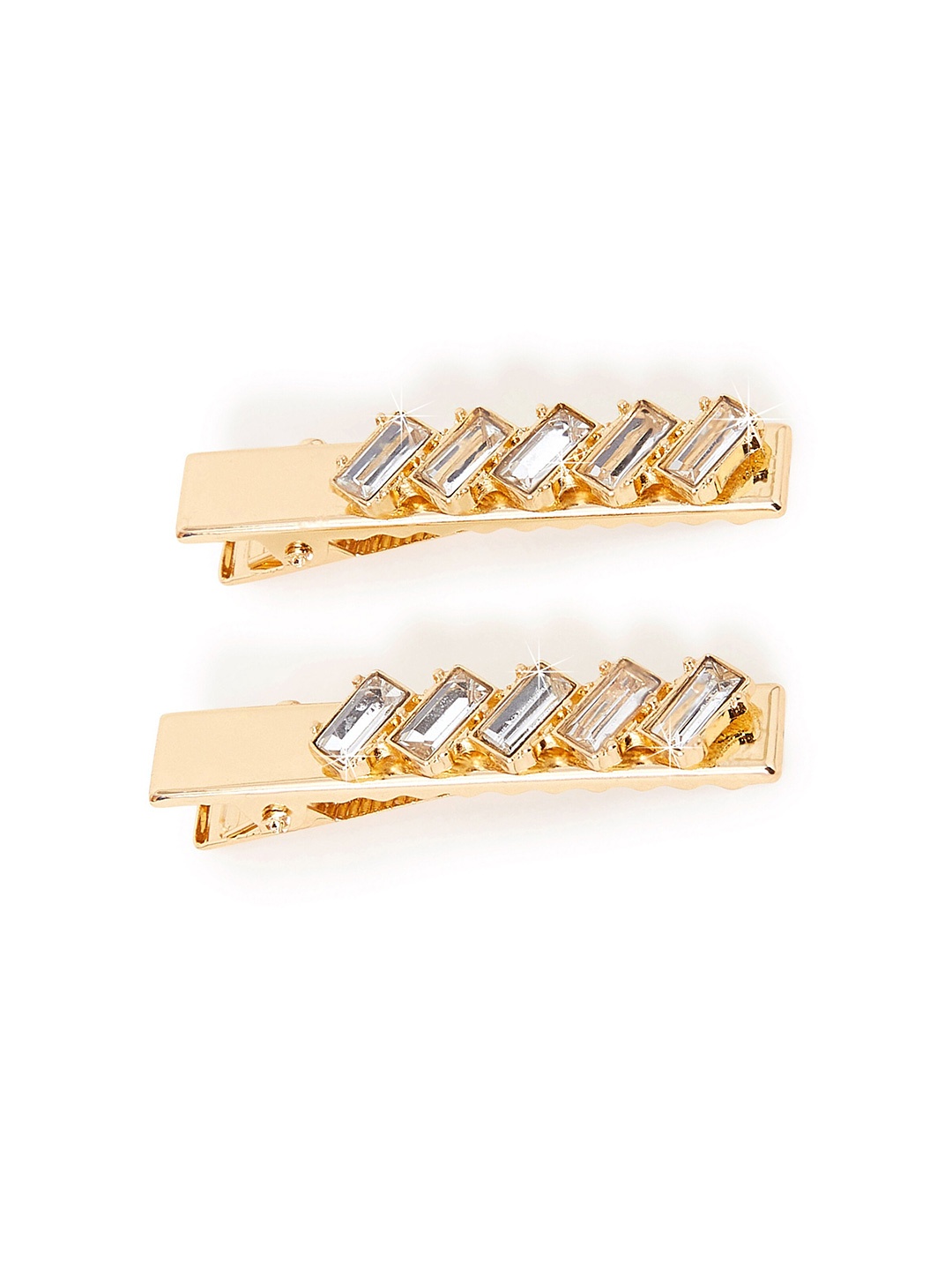 

Accessorize Women Set of 2 Embellished Alligator Hair Clip, Gold