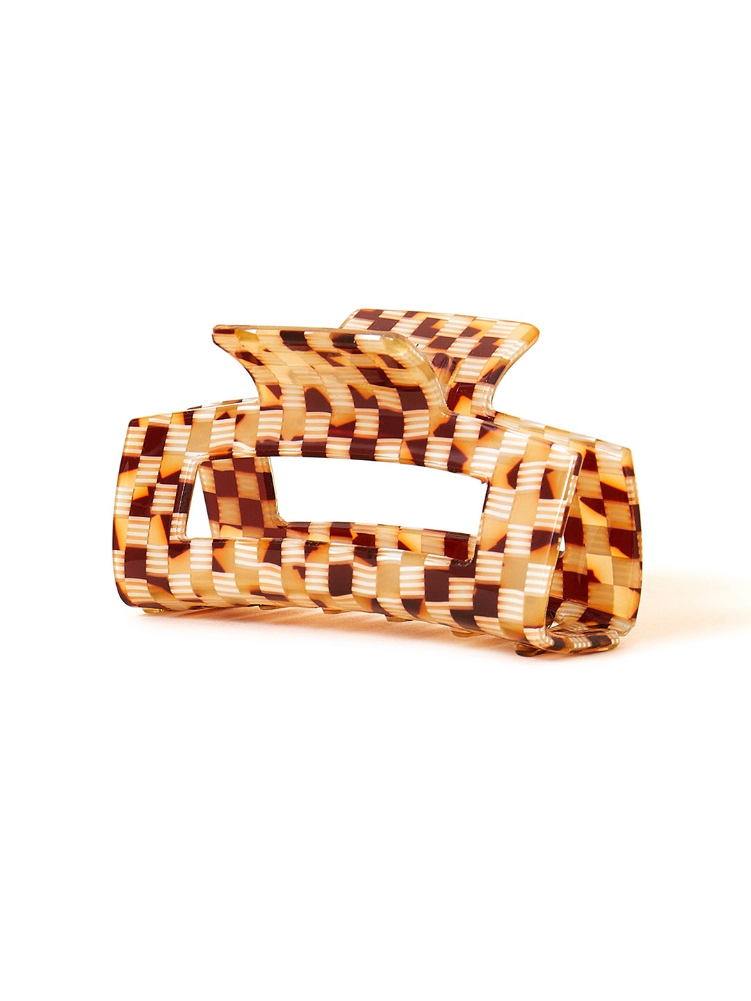 

Accessorize Women Checkerboard Hair Claw Clip, Brown