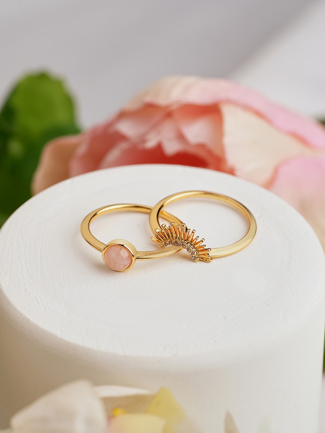 

Accessorize London Set Of 2 14K Gold Plated Gold Z Sun Rings