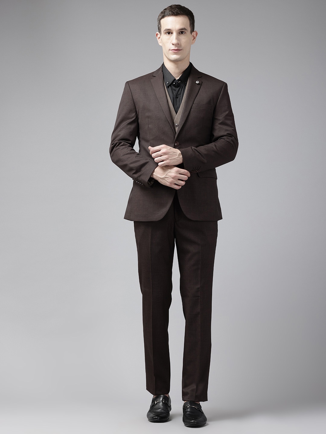 

Park Avenue Super Slim Fit 3 Piece Formal Suit, Brown