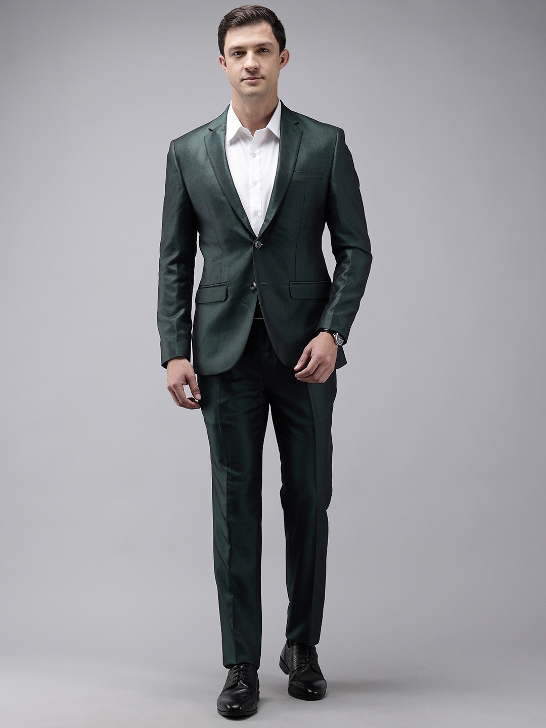 

Park Avenue Super Slim Fit Single Breasted Party Wear Blazer and Trouser, Green