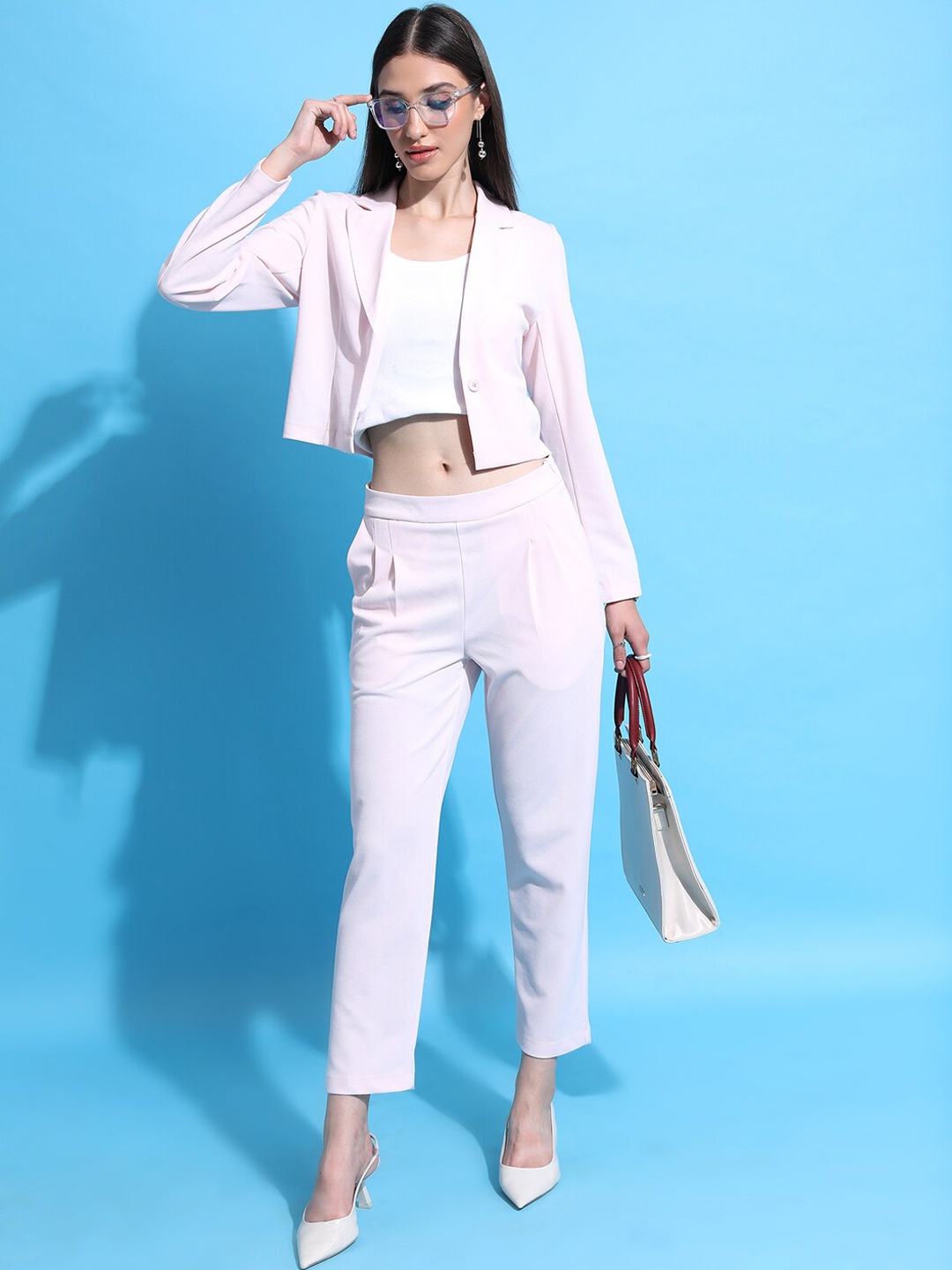 

Tokyo Talkies Crop Blazer & Trousers, Pink