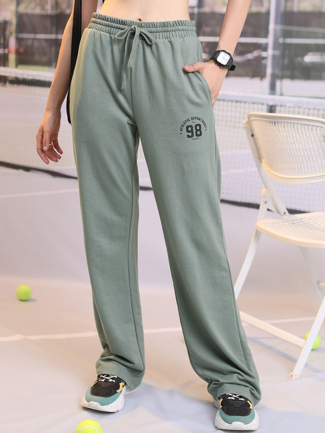 

Tokyo Talkies Green Mid-Raise Flat-Front Parallel Trousers