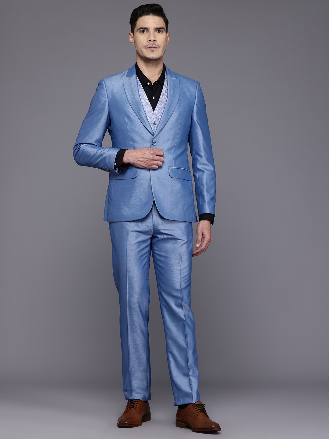 

Raymond 3-Piece Single-Breasted Contemporary-Fit Party Suit, Blue