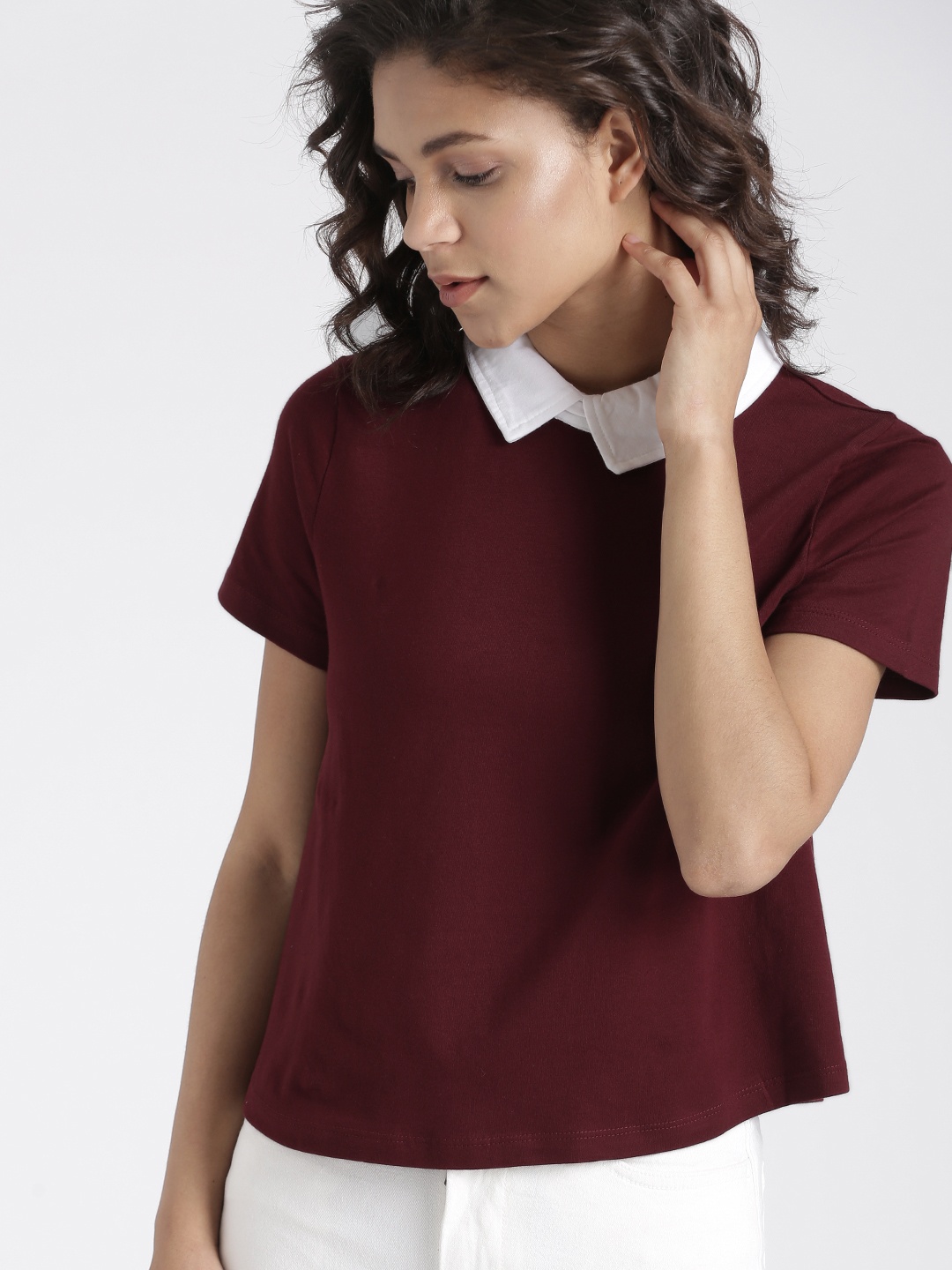 

Chemistry Burgundy Peter Pan Collar Top