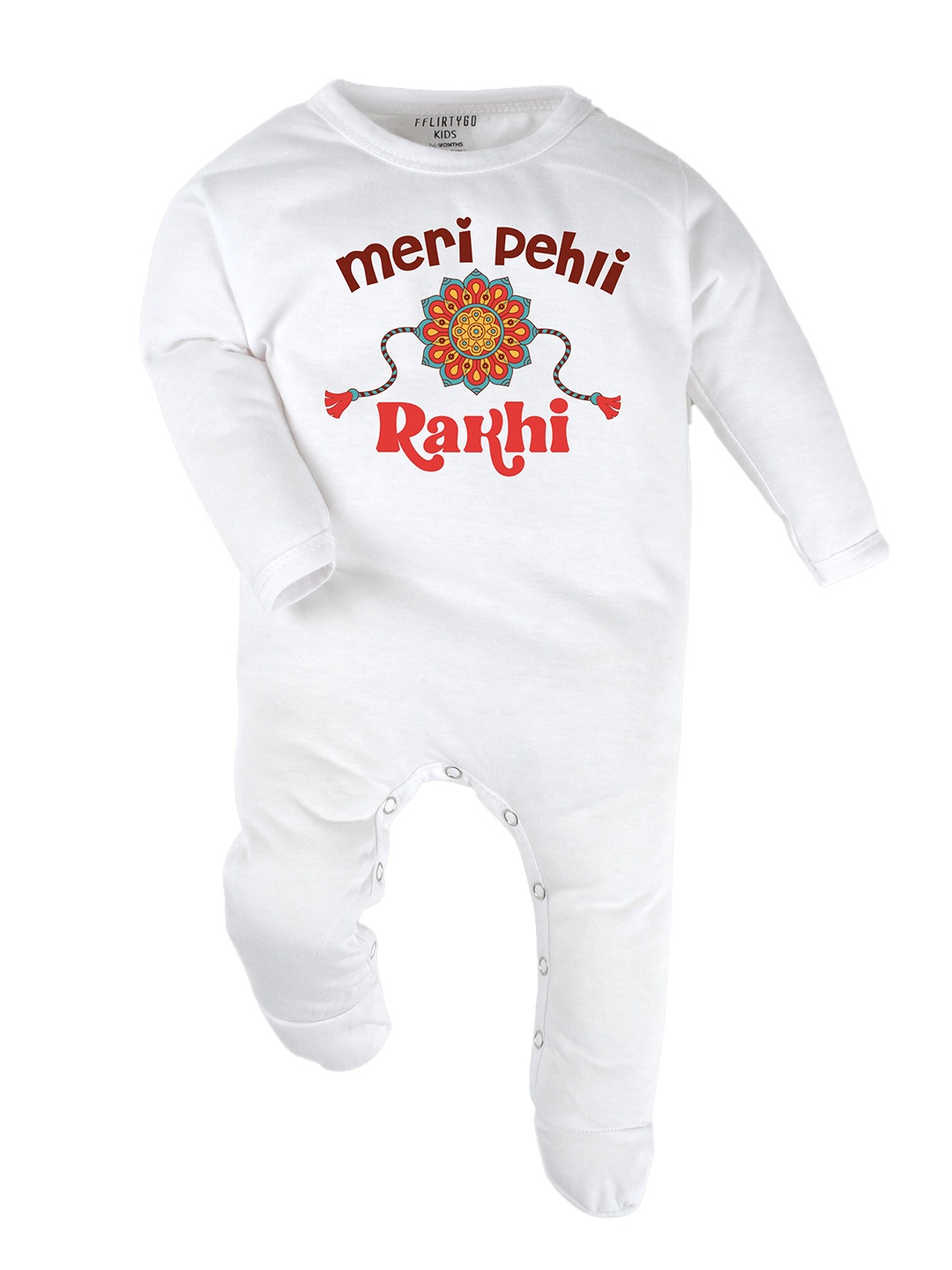 

FFLIRTYGO Infant Kids Typography Printed Cotton Rompers, White
