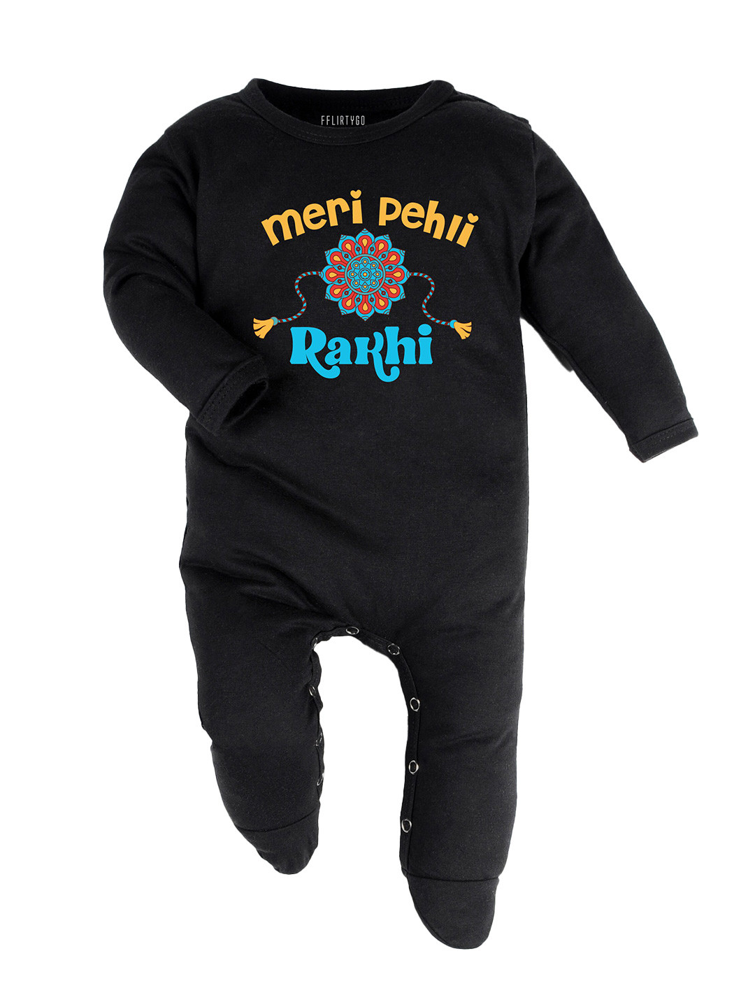 

FFLIRTYGO Infant Unisex Typography Printed Pure Cotton Sleepsuit, Black