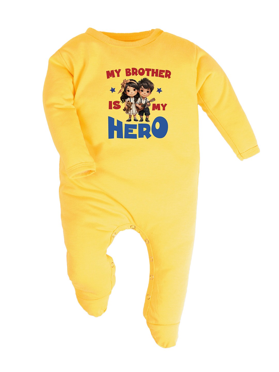 

FFLIRTYGO Infant Kids Typography Printed Cotton Rompers, Yellow