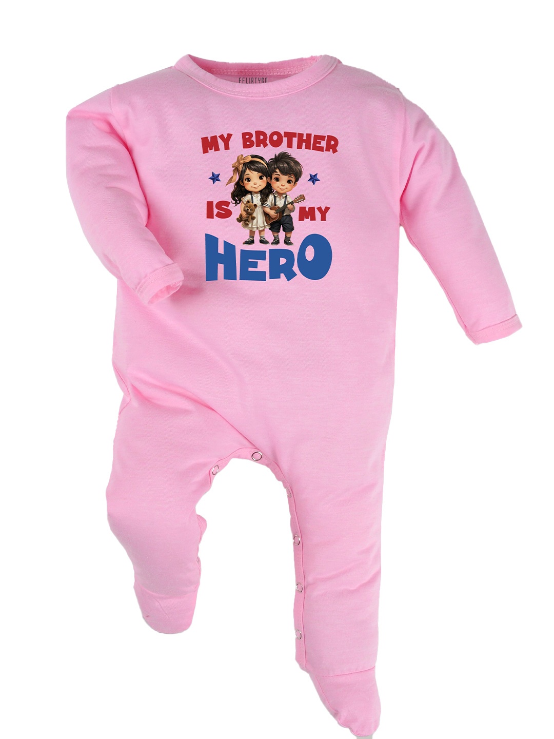 

FFLIRTYGO Infant Kids Typography Printed Cotton Rompers, Pink