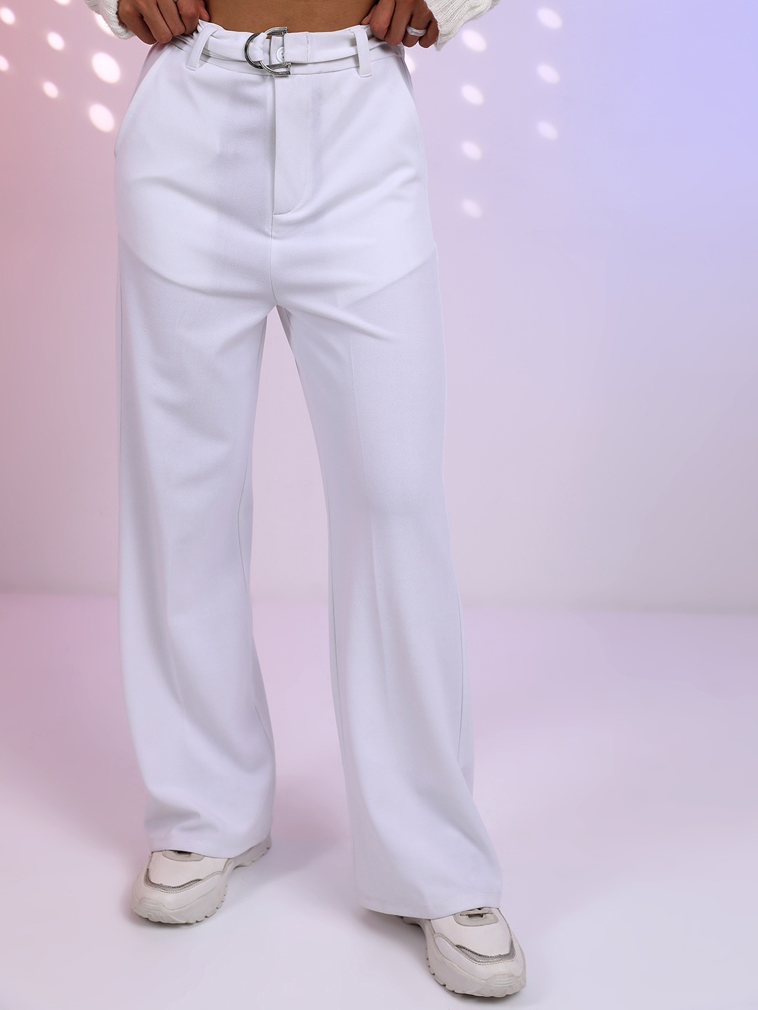 

CHIC BY TOKYO TALKIES Women White Flared Trousers
