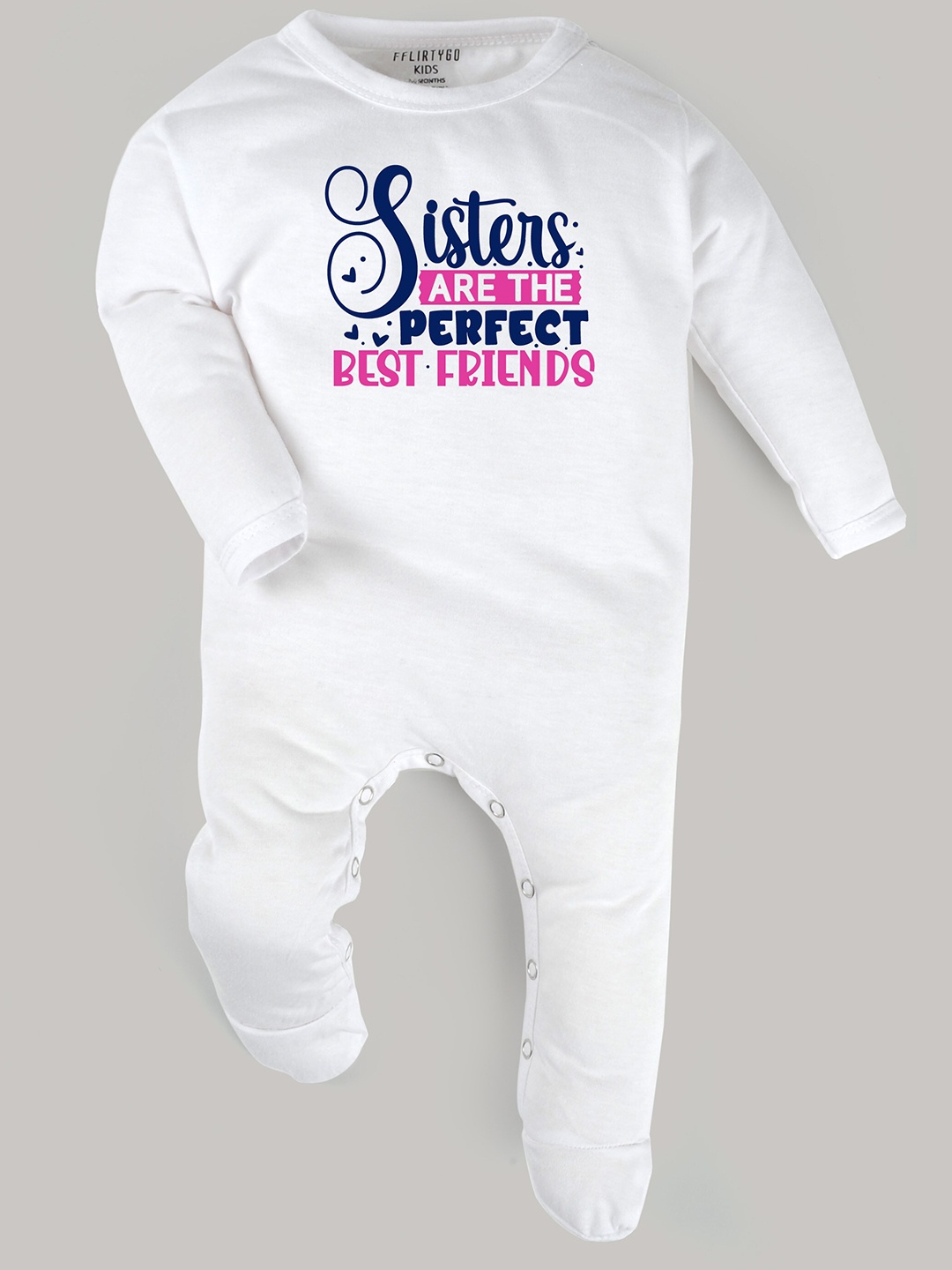 

FflirtyGo Infants Rakhi Special Typography Printed Pure Cotton Sleepsuit, White