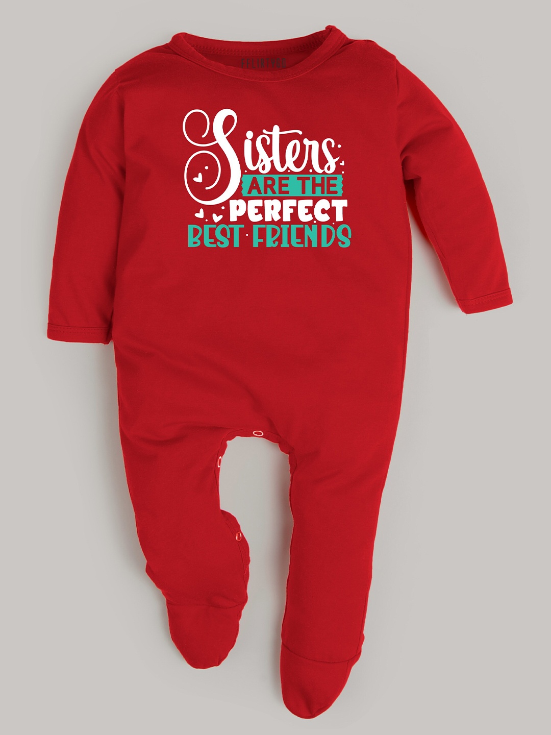 

FFLIRTYGO Infant Kids Typography Printed Cotton Rompers, Red