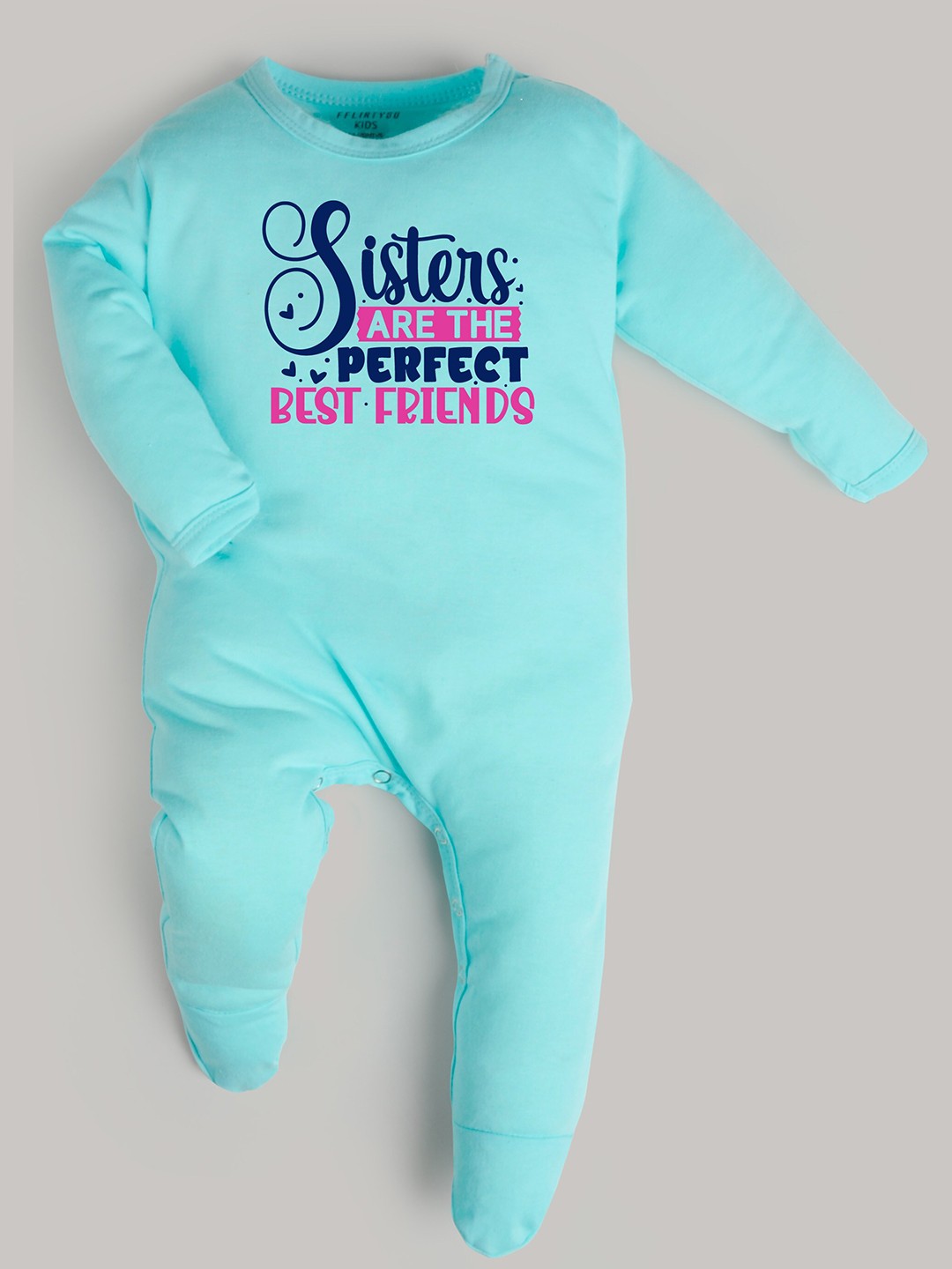 

FFLIRTYGO Infant Kids Typography Printed Cotton Rompers, Blue
