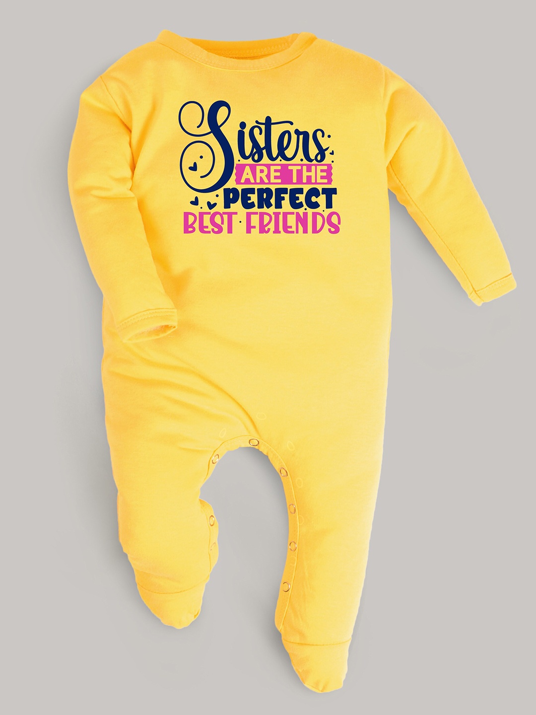 

FflirtyGo Infants Rakhi Special Typography Printed Pure Cotton Sleepsuit, Yellow