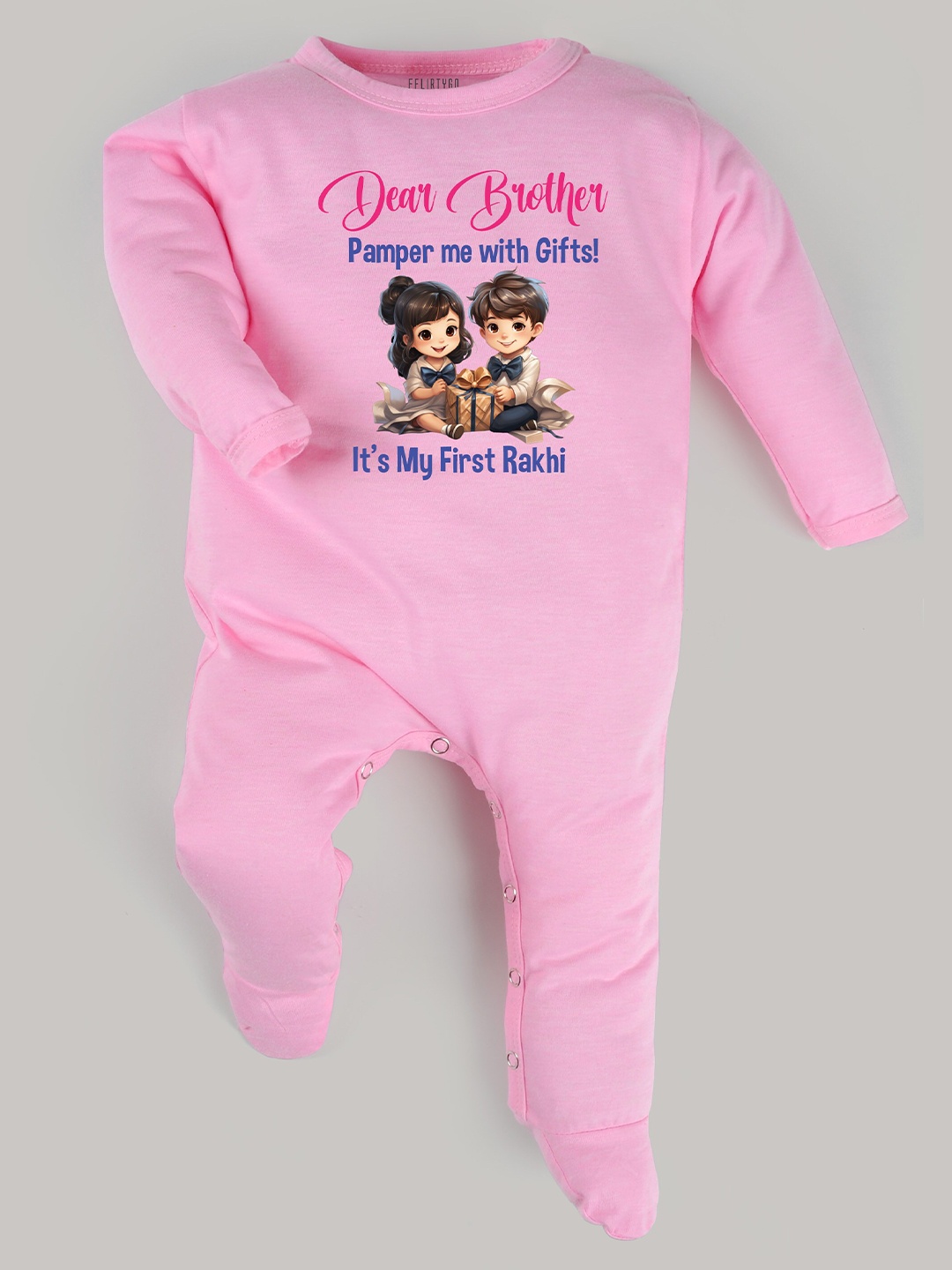 

FFLIRTYGO Infant Kids Typography Printed Cotton Rompers, Pink