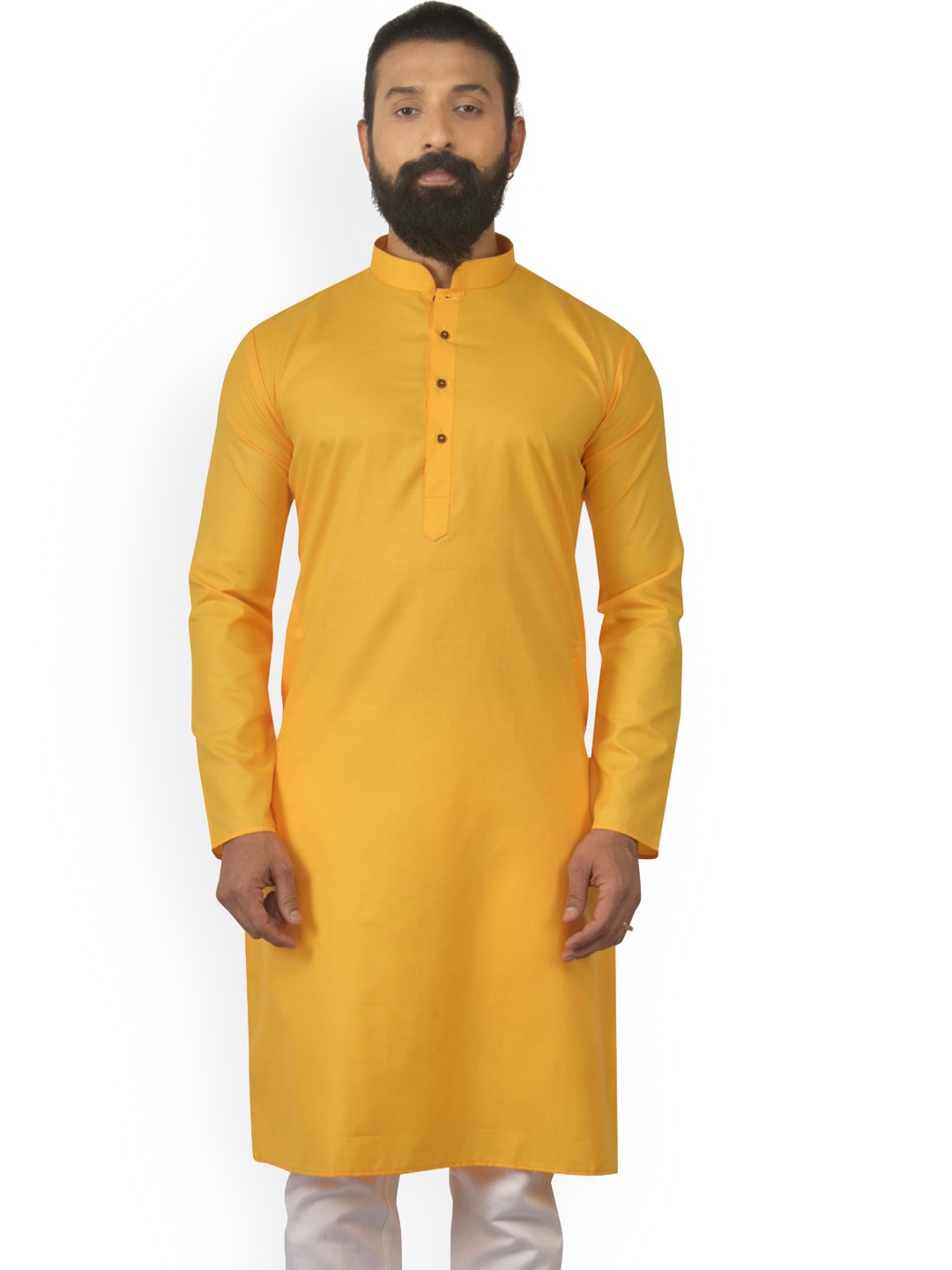 

Anubhutee Mandarin Collar Straight Kurta With Pyjamas, Yellow